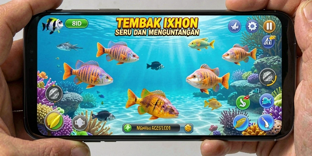 Screenshot gameplay 8ID menampilkan pertarungan seru menangkap ikan.