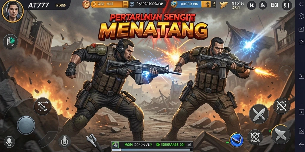 Tampilan gameplay <strong>AT777</strong> dengan aksi pertarungan mengesankan.