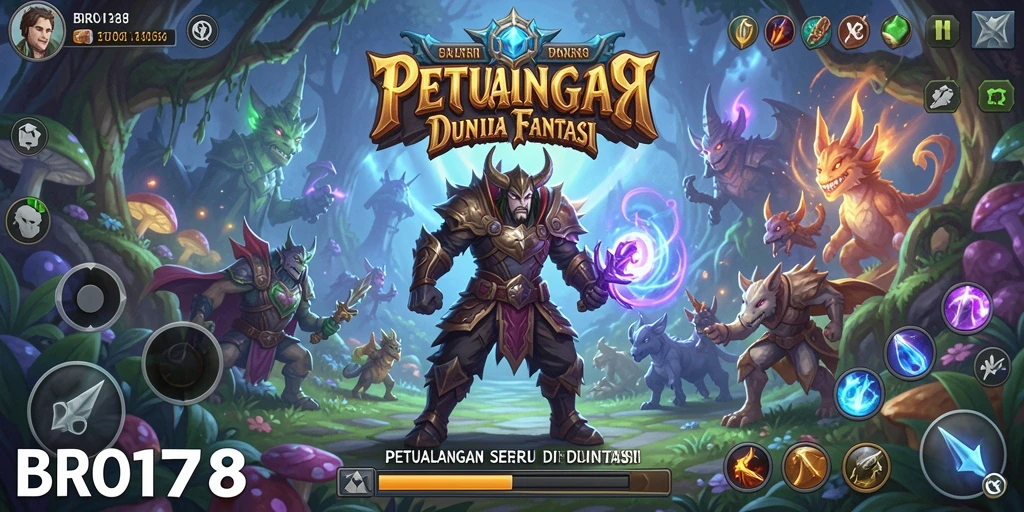 Screenshot gameplay BRO178 memperlihatkan aksi pertarungan yang seru di dunia fantasi.