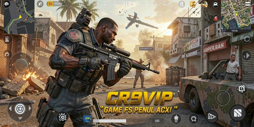 Tangkapan layar gameplay CR7VIP yang menegangkan dengan aksi FPS.