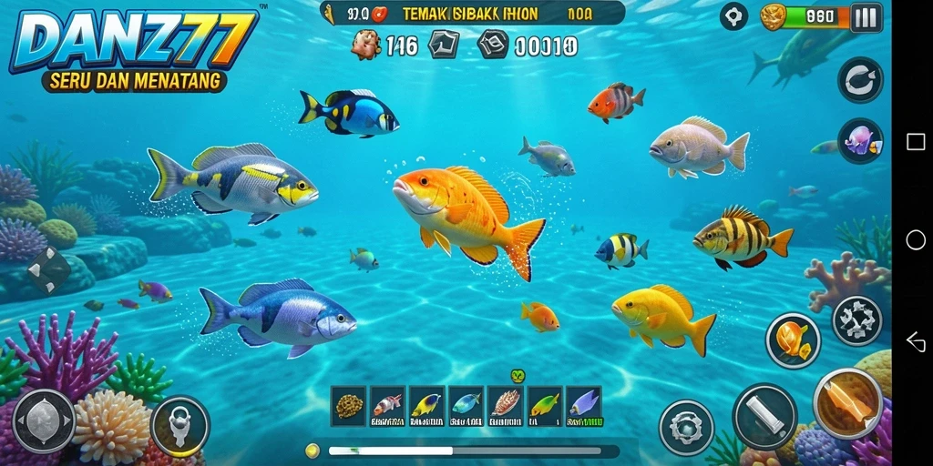 Tangkapan layar gameplay seru DAN777 yang menampilkan aksi tembak ikan.