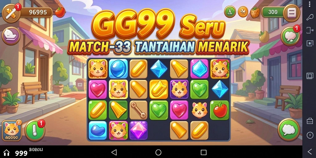 Tampilan gameplay GG999 dengan keseruan mencocokkan simbol.