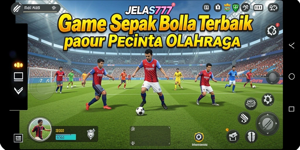 Tampilan gameplay JELAS777 dengan aksi sepak bola yang mendebarkan.