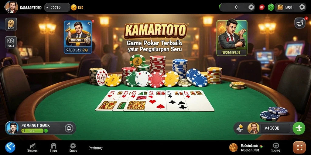Tampilan gameplay KAMARTOTO yang mendebarkan dengan suasana poker.