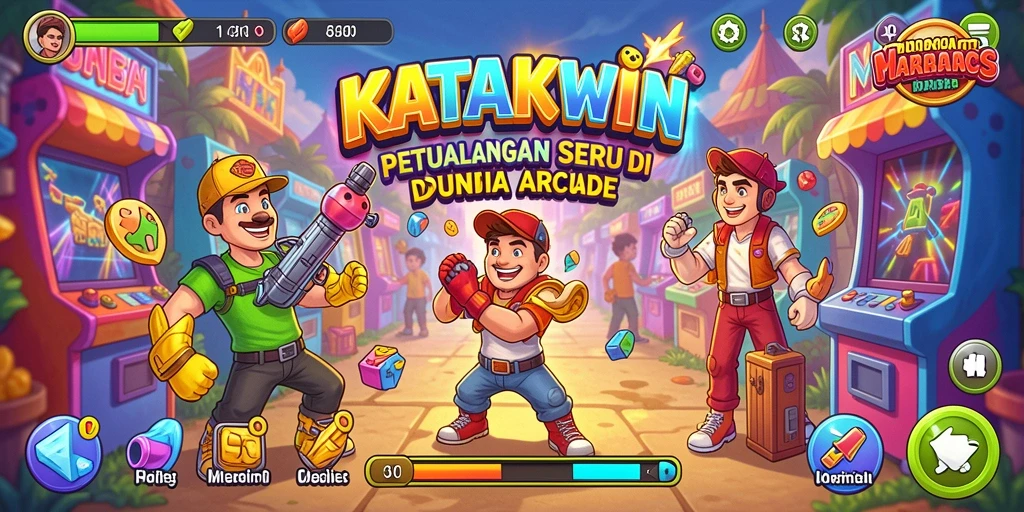 Screenshot menampilkan gameplay seru KATAKWIN dengan karakter aktif.