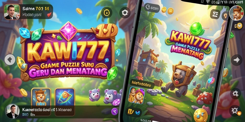 Screenshot gameplay KAWI777 menampilkan puzzle menarik yang penuh warna.