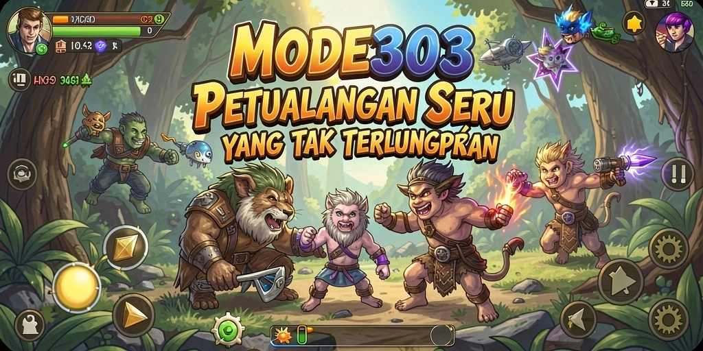 Tampilan gameplay <strong>MODE303</strong> yang menampilkan aksi petualangan yang mendebarkan.