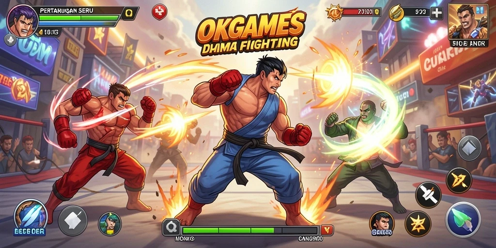 Tampilan gameplay seru di OKGAMES dengan aksi pertarungan yang intens.