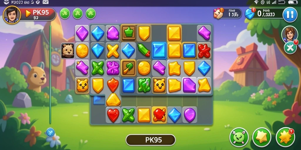 Tampilan gameplay seru dari PK95 dengan tantangan Match-3.