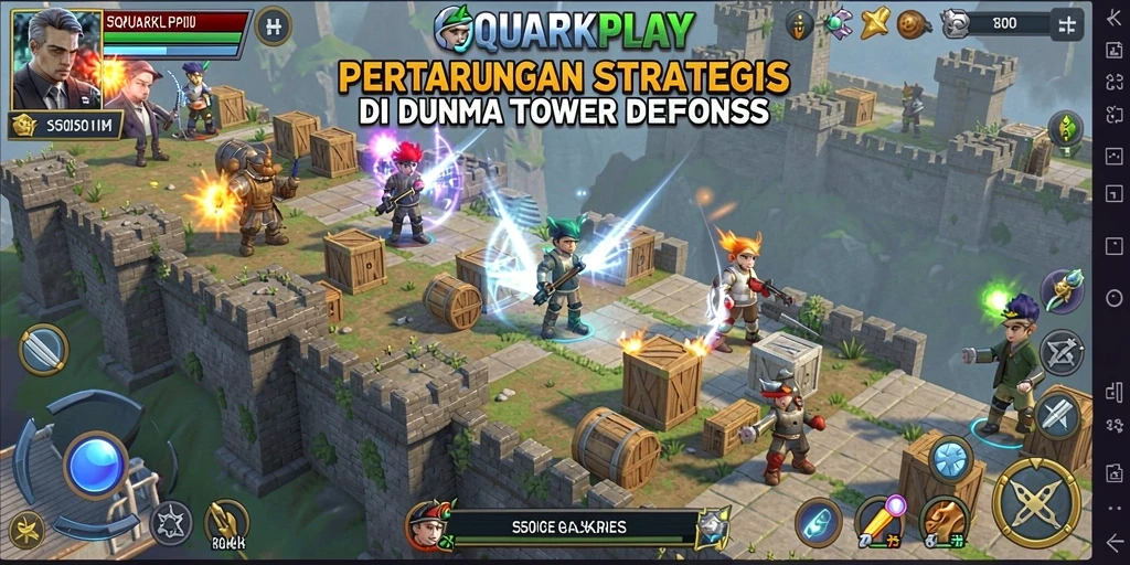 Tampilan menara yang beragam dalam aksi Tower Defense.