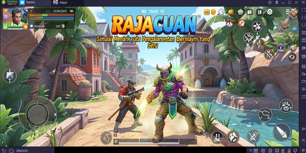 Tangkapan layar utama dari gameplay RAJACUAN yang penuh aksi.
