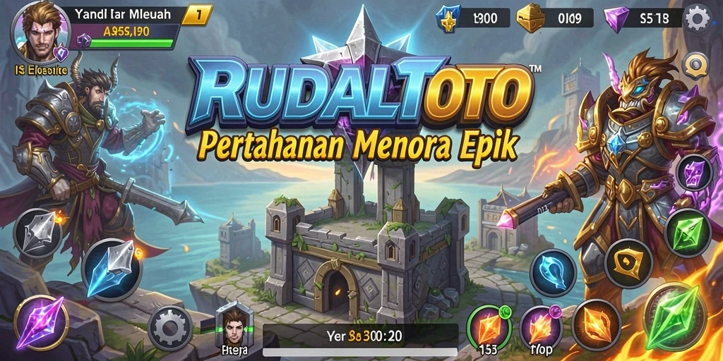 Tampilan gameplay menegangkan dalam RUDALTOTO saat melawan gelombang musuh.