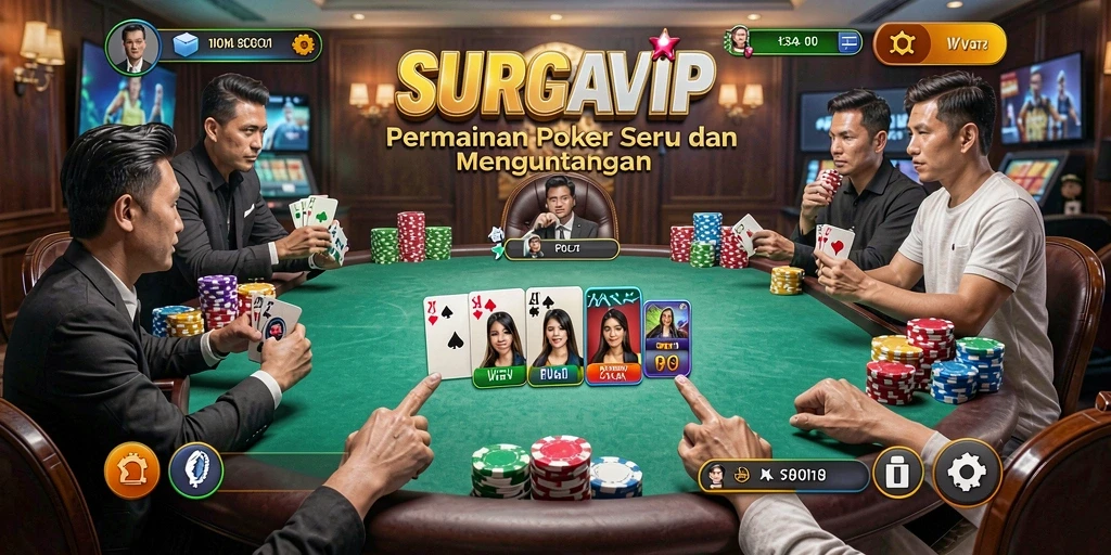 Gameplay menarik dari SURGAVIP dengan banyak pemain Poker.