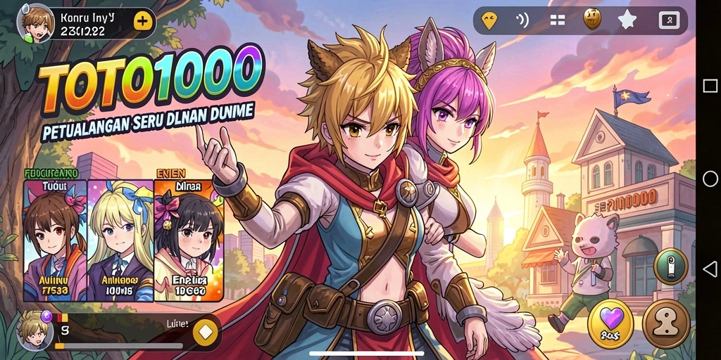Tampilan gameplay seru dari TOTO1000 dalam dunia Anime.