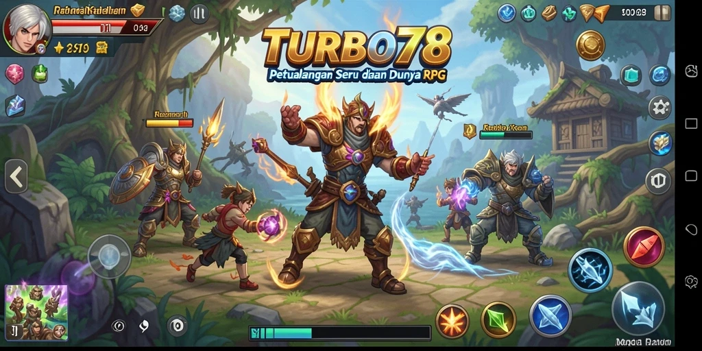 Screenshot utama TURBO78 menunjukkan aksi seru dalam petualangan RPG.