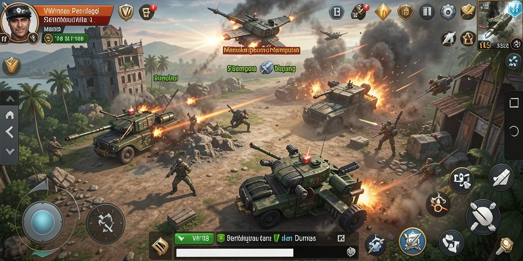 Menampilkan pertempuran epik dalam gameplay SLG yang menegangkan.