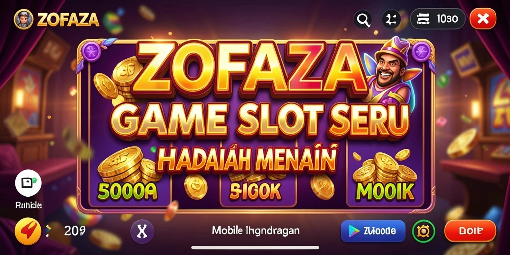 Tampilan gameplay ZOFAZA dengan simbol menggiurkan dan fitur bonus.